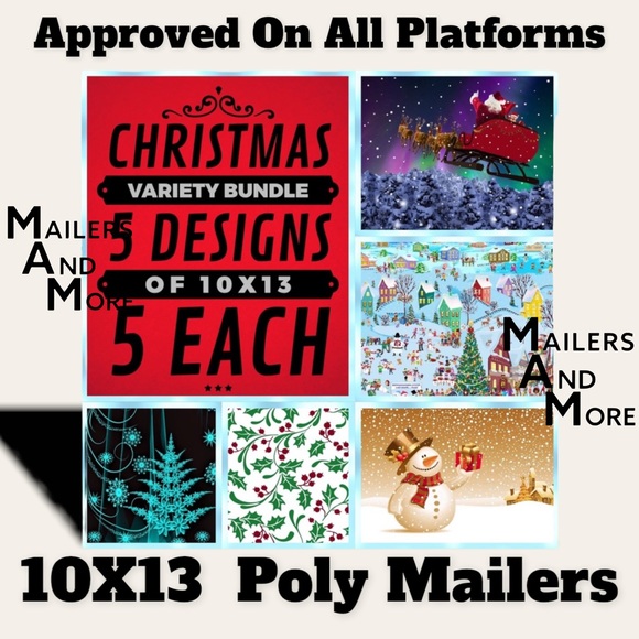 25 10X13 Christmas Bundle Poly Mailers VARIETY PRICE IS FIRM - Picture 2 of 9